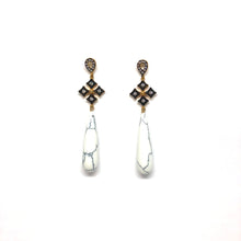 Load image into Gallery viewer, 22K Gold Vermeil  Pave Post White Agate Earrings,Statement White Earrings- Topaz Jewelry
