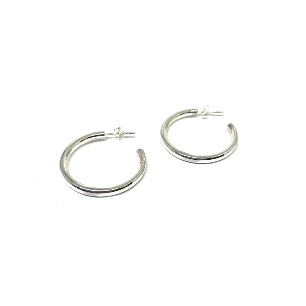 Everyday Silver Hoop Earrings,Light Weight Silver post Earrings,30mm Silver Hoops,Topaz Jewelry