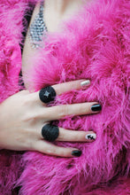Load image into Gallery viewer, Black Mesh Ring, Black Statement Ring, Black Swarovski Ring, Black Ring, Black Star Ring,- Topaz Jewelry
