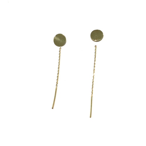 10K Gold Threaders ,10K Gold Disc Threaders Earrings - Topaz Jewelry