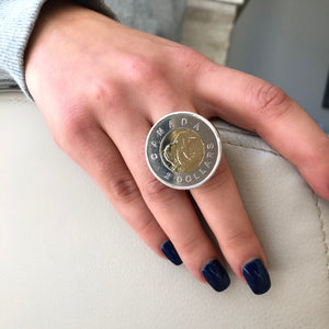 Toonie Ring, Toonie Coin Ring, Canadaian Coin Ring, Statement Coin Ring, Topaz Jewelry 