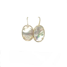 Load image into Gallery viewer, Mother of Pearl Statement Earrings,Mother of Pearl Oval Earrings,Topaz Jewelry.

