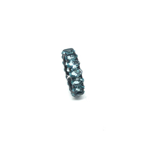 Oxidized Sterling Silver Aqua Blue Stack Ring - Topaz Jewelry