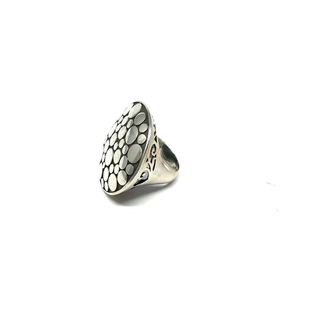 Dotted Circular Ring,Silver Statement Ring,Round Statement Ring, - Topaz Jewelry