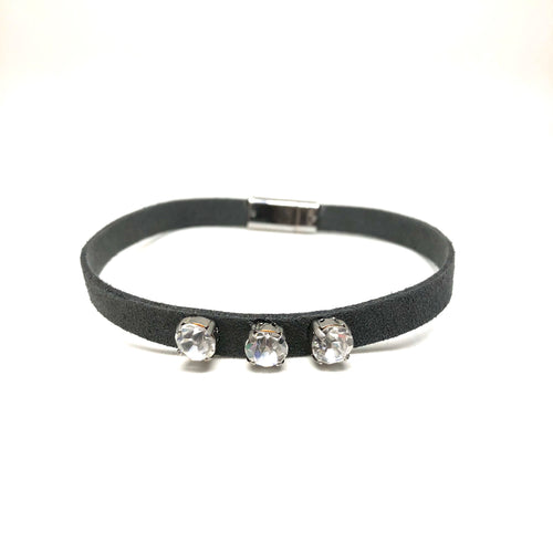 Grey Suede Crystals Choker - Topaz Jewelry