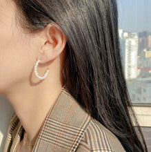 Load image into Gallery viewer, Dainty Pearls Hoop Earrings,Topaz Jewelry 
