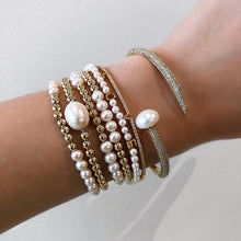 Load image into Gallery viewer, Gold Filled Pearl Bracelet,Pearls Stretch Bracelet - Topaz Jewelry
