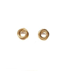 10K Solid Gold Intertwine Knots Stud Earrings, Gold Post Earrings, Topaz Jewelry 