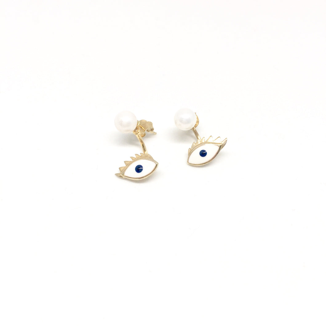 Evil eye Post Ear Jacket Earrings - Topaz Jewelry