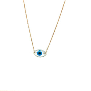 Eye Necklace, Mother of Pearl Eye Necklace, Topaz Jewelry