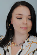 Load image into Gallery viewer, Medium Heart Hoop Earrings,Gold Plated Medium Hoop Earrings,Topaz Jewelry
