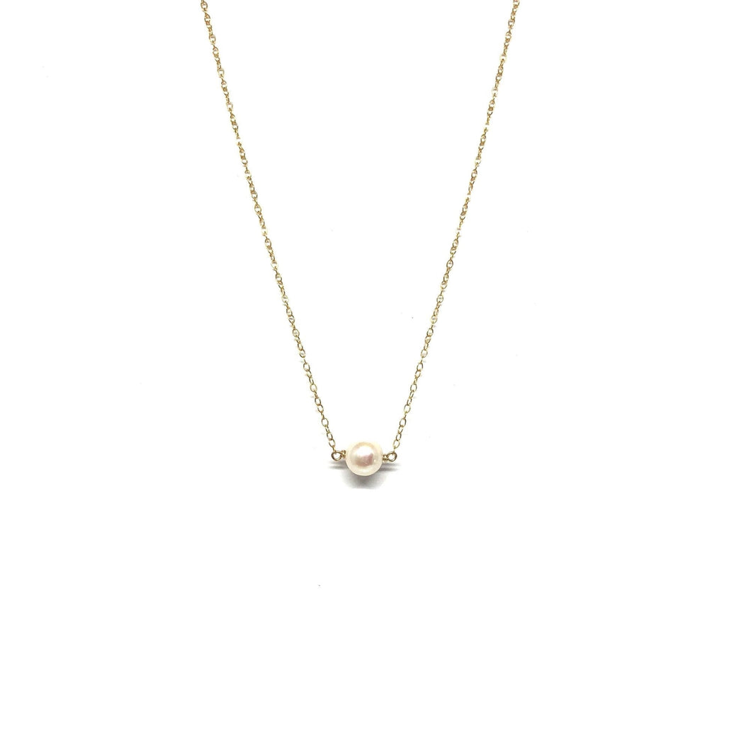 Gold Filled Fresh Water Pearl Necklace, Dainty Pearl Necklace- Topaz Jewelry