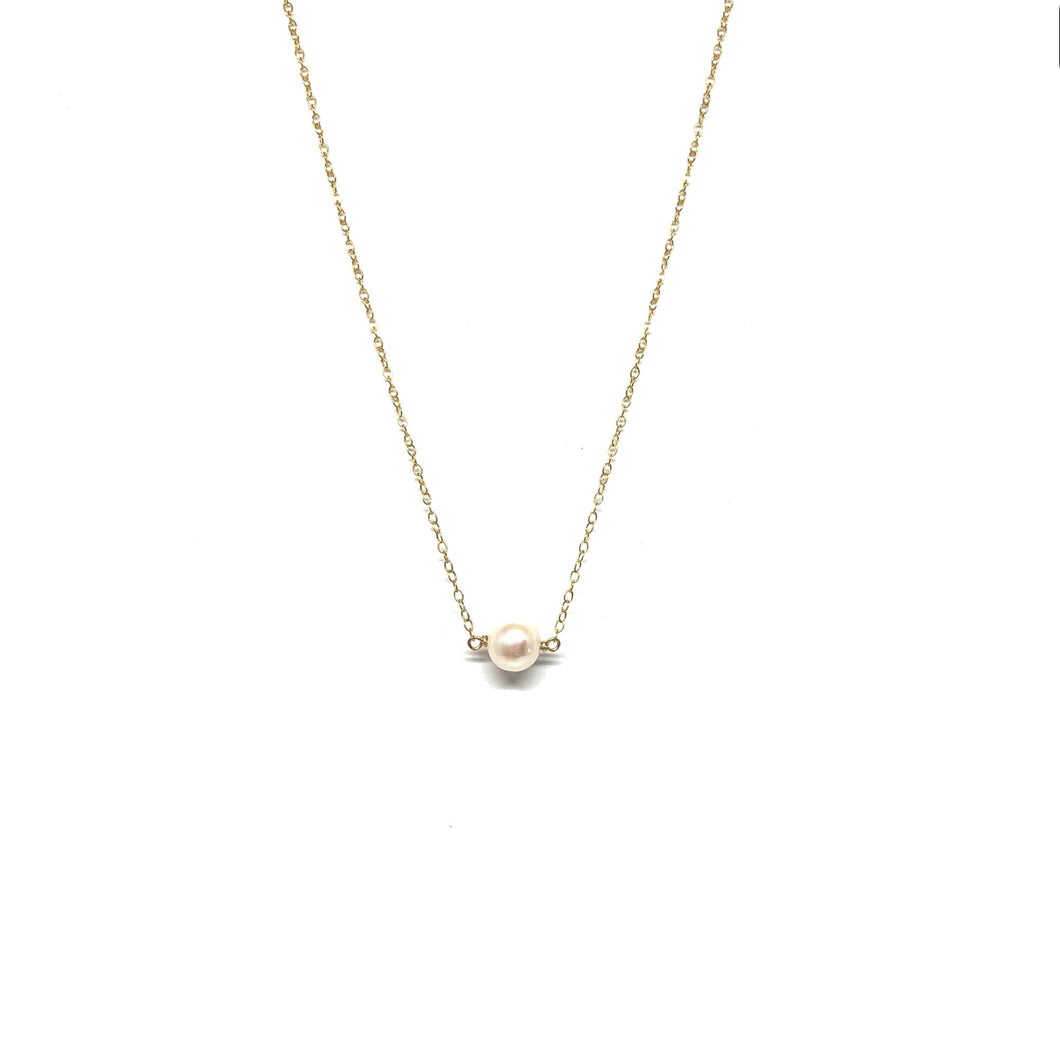 Gold Filled Fresh Water Pearl Necklace, Dainty Pearl Necklace- Topaz Jewelry