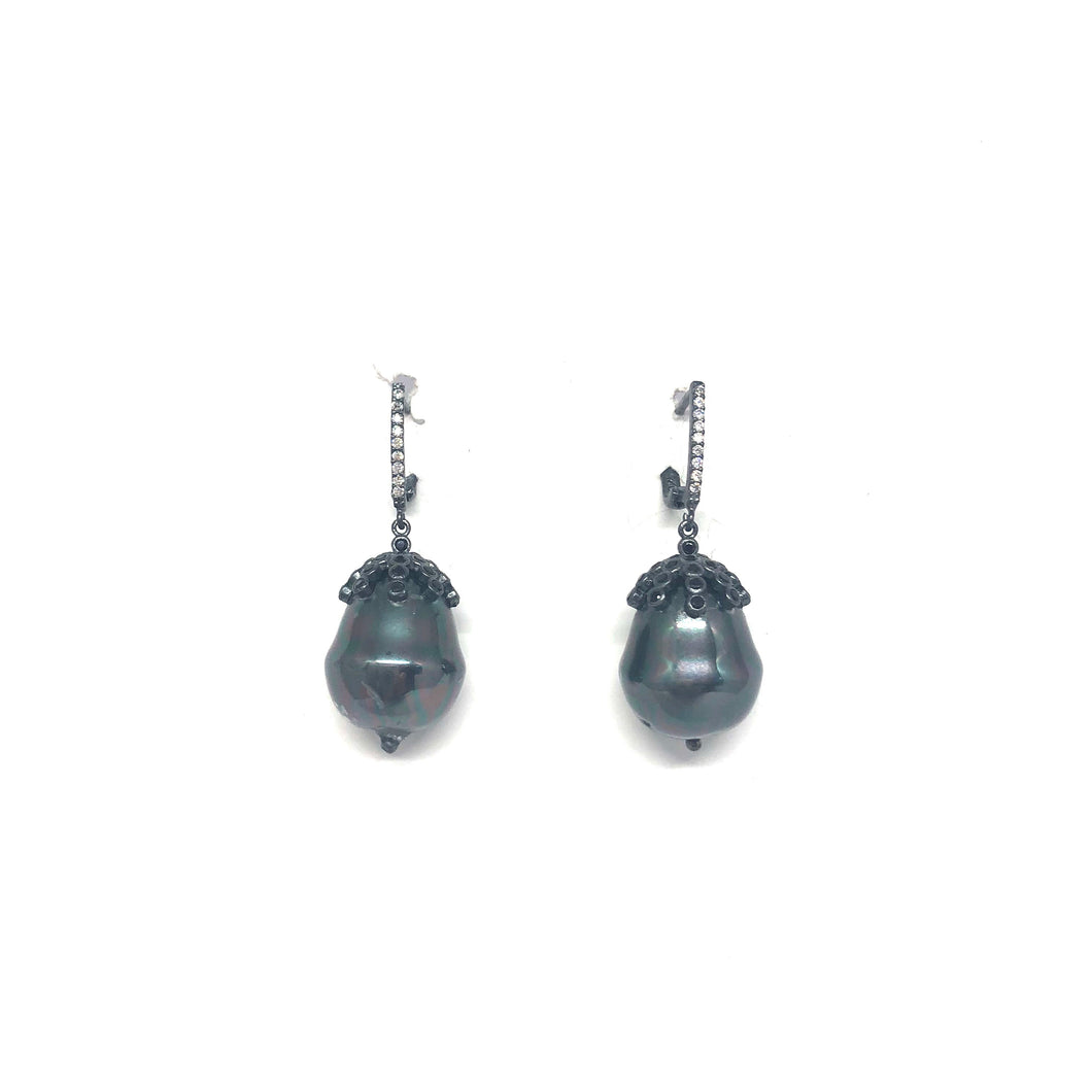 Grey Baroque Pearl Earrings - Topaz Custom Jewelry