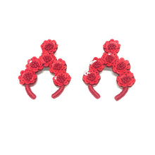 Load image into Gallery viewer, Red Flower Earrings,Red Statement Flower Earrings - Topaz Jewelry
