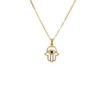 Load image into Gallery viewer, 10K Gold Hand Necklace,10K Hamsa Necklace,10K Gold Evil Eye Necklace, Topaz Jewelry
