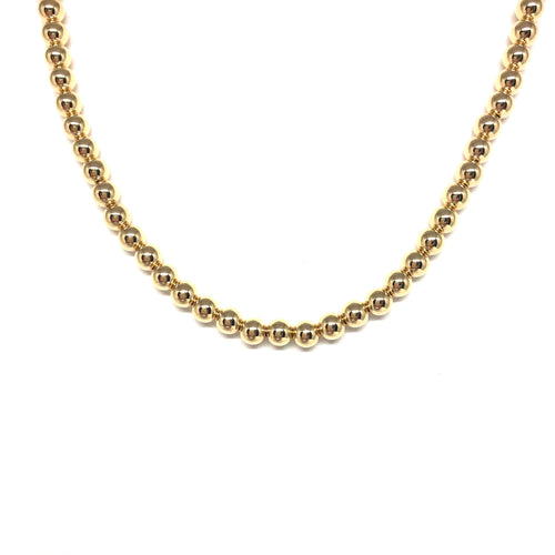 14K Gold Filled 5 mm Beads Necklace, Gold Balls Short Necklace, Topaz Jewelry