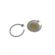Load image into Gallery viewer, Oxedized Silver Hoop Earrings,Sparkley Hoop Earrings, Topaz Jewelry

