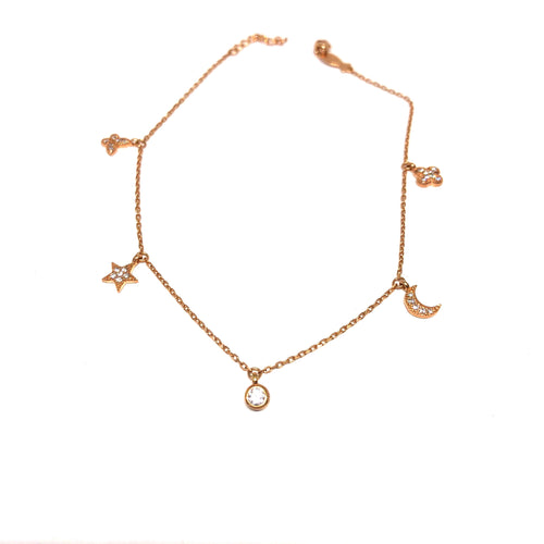 Rose Gold Anklet,Rose Gold Charms Anklet,Rose Gold Anklet Toronto,Topaz Jewelry