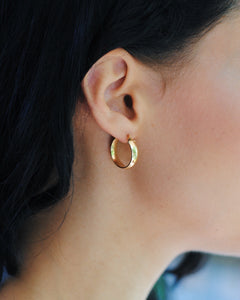 Small Thic Gold Hoops,10K Gold Hoop Earrings,Topaz Jewelry