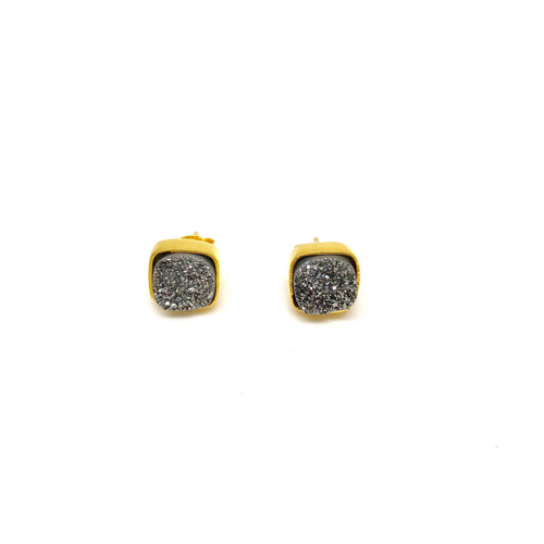 Black Drusy Square Earrings - Topaz Jewelry