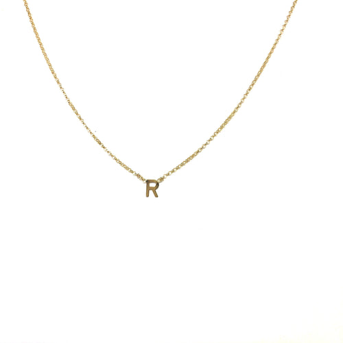 10K Gold Initial Necklace,Gold Initial Necklace,Gold R Necklace,Topaz Jewelry