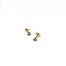 Load image into Gallery viewer, Turquoise Studs Earrings,14 Karat Tripod Studs Earrings,Tiny Tripod Earrings,Topaz Jewelry 
