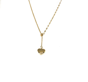Heart Lariat Necklace,Adjustable Heart Lariat Necklace,18K Gold Stainless Steel Lariat Necklace,Topaz Jewelry