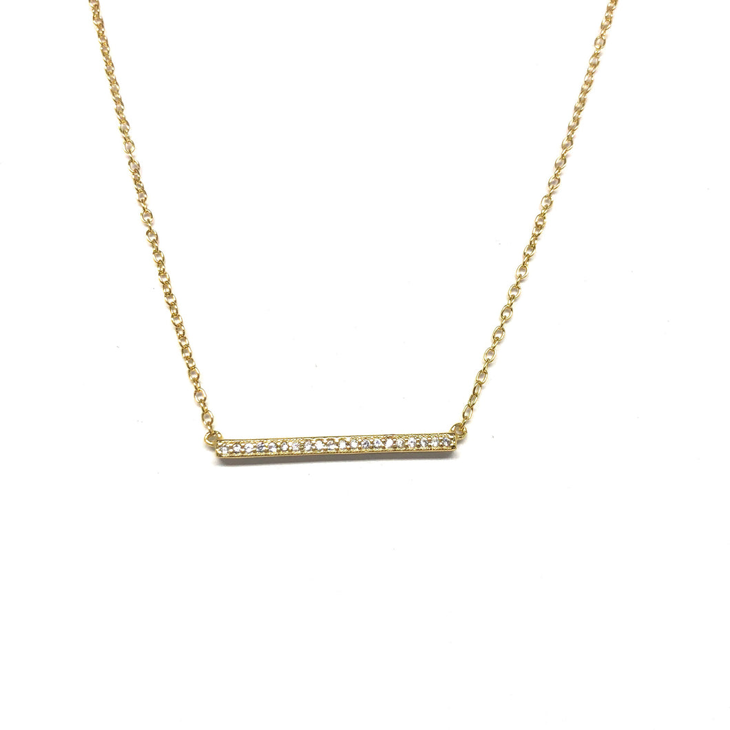Short Pave Bar Necklace - Topaz Custom Jewelry