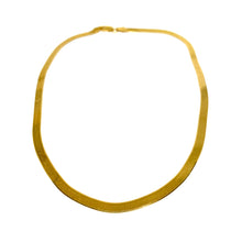 Load image into Gallery viewer, Harringbone Gold Flat Necklace,Flat Shiny Gold Snake Necklace,Topaz Jewelry

