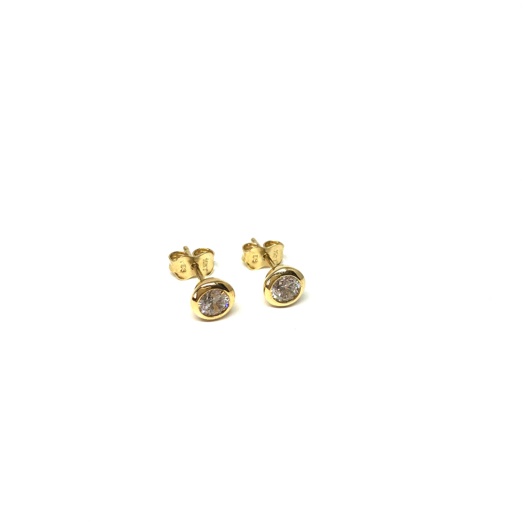 10K Yellow Gold Post Earrings ,Cubic Zirconia 10K Gold Earrings- Topaz Jewelry