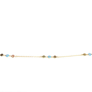 solid Gold Evil Eye Bracelet,Topaz Jewelry