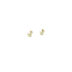 10K Solid Gold Butterfly Stud Earrings,Topaz Jewelry