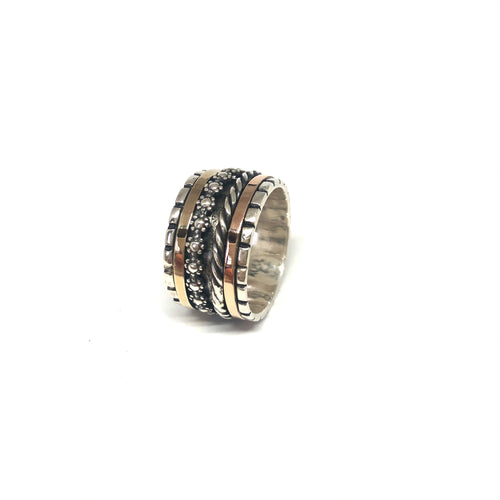 Meditation Ring,Sterling Silver Spinner Ring,Yellow Gold,Rose Gold Spinner Ring,Topaz Jewelry