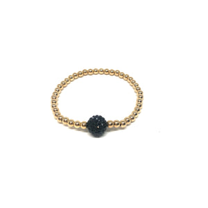 Gold Filled Stretch Bracelet,Black Pave Ball Strtch Bracelet,Black-Gold Stretch Bracelet,Topaz Jewelry