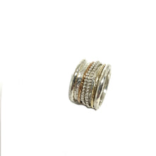 Load image into Gallery viewer, Silver, Gold Spinning Ring,Silver Meditation Ring, Statement Spinner Rings,Topaz Jewelry
