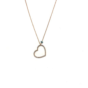 Rose Gold Open Heart Necklace,Rose Gold Sideways Heart Necklace,Topaz Jewelry