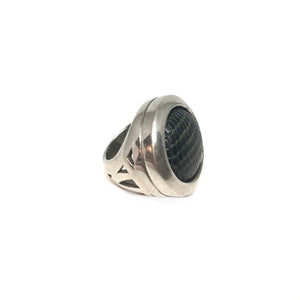 Sterling Silver Statement Ring,Silver Leather Ring,Topaz Jewelry