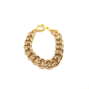 Gold plated Curb chain, Gold Chunky Bracelet, Toggle Clasp, Gold Statement Bracelet,Topaz Jewelry