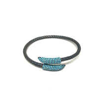 Load image into Gallery viewer, Oxidized Sterling Silver Pave Turquoise Cuff - Topaz Jewelry
