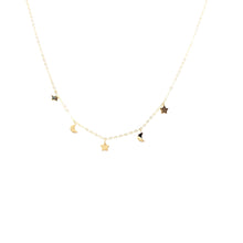 Load image into Gallery viewer, 10K Gold Star Moon Necklace,10K Gold Star Moon Choker  - Topaz Jewelry
