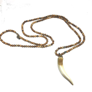 Boho Chic Necklace,Sandalwood Horn Necklace - Topaz Jewelry