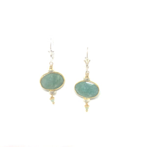 Gemstone Earrings,Ocen Colour Earrings,Amazonite Gemstone Earrings - TopazJewelry