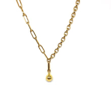 Load image into Gallery viewer, Gold Plated Links Chain Ball Necklace,Gold Ball Necklace,Gold Ball Pendant Necklace,Topaz Jewelry
