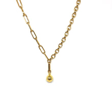 Load image into Gallery viewer, Gold Plated Links Chain Ball Necklace,Gold Ball Necklace,Gold Ball Pendant Necklace,Topaz Jewelry
