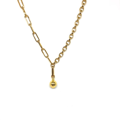 Gold Plated Links Chain Ball Necklace,Gold Ball Necklace,Gold Ball Pendant Necklace,Topaz Jewelry