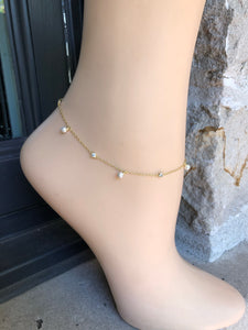 Pearl Anklet,Dainty Pearls Anklet,Topaz Jewelry