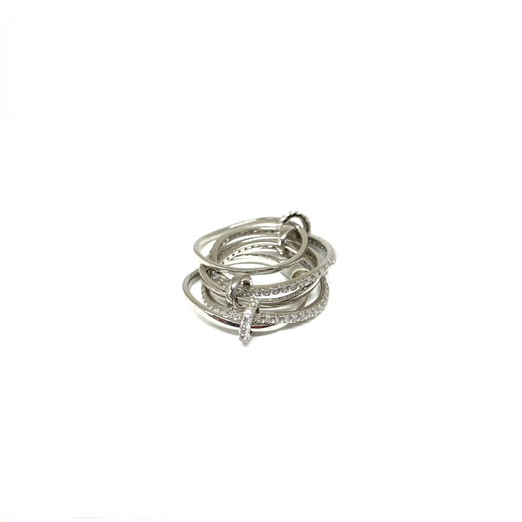 Multi Band Rings Link With Connectors,Stackable Silver Ring,Topaz Jewelry