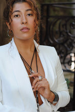 Load image into Gallery viewer, Long Black Cord Statement Necklace,Everyday Long Necklace,Topaz Jewelry

