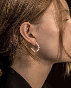 Dainty Pearls Hoop Earrings,Topaz Jewelry 